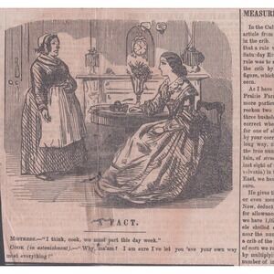 Antique 1850s Saturday Evening Post Woodcut Clipping A FACT Victorian Print